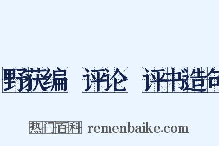 野获编·评论·评书造句是什么意思的图片